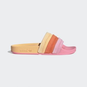 ADILETTE SLIDES Light Pink / True Orange / Acid Orange